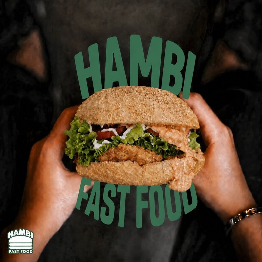 Hambi fast food grafika z burgerjem