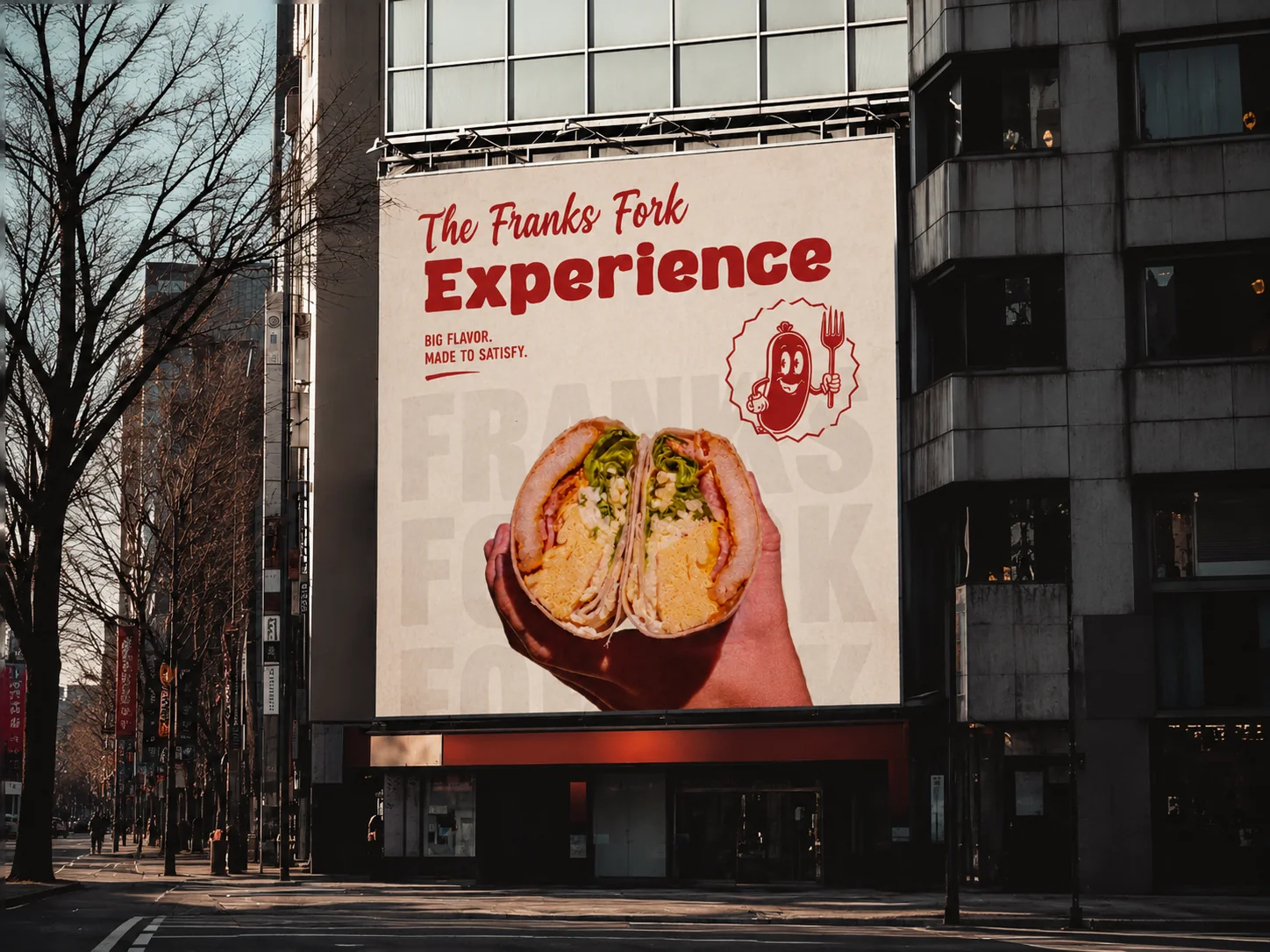 Franks Fork building billboard reading The Franks Fork Experience