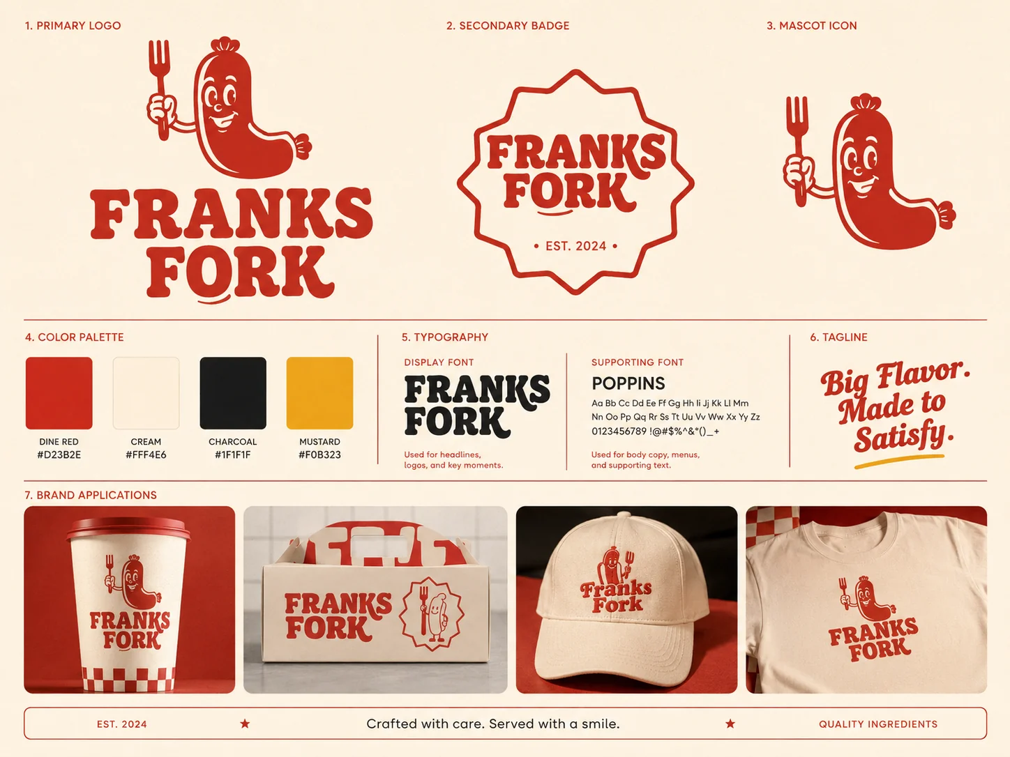 Franks Fork identity style sheet: logo, badge, mascot, palette, type